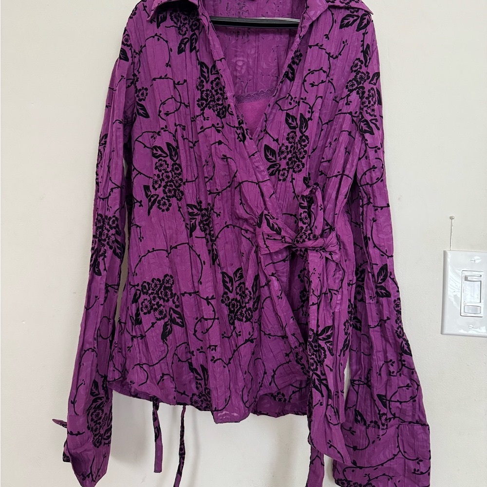 Floral Wrap Top in Purple